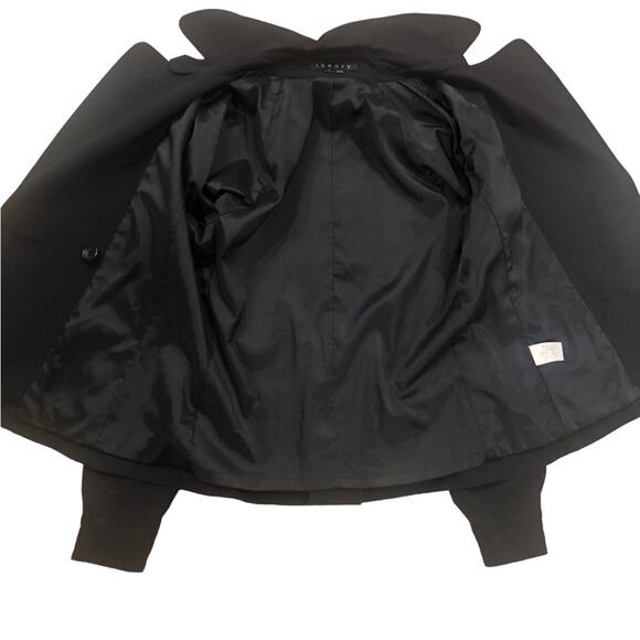 Theory Four Button Double Breasted Wool Black Blazer Jacket Size P Career - Picture 14 of 14